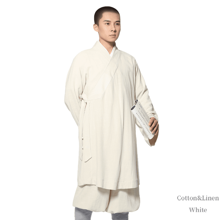 White Cotton&Linen Arhat Monk Robe