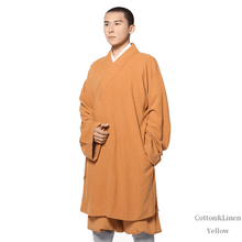 Load image into Gallery viewer, Yellow Cotton&amp;Linen Arhat Monk Robe
