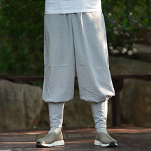 Load image into Gallery viewer, Light Grey Casual Linen Shaolin Monk Pants
