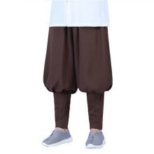 Load image into Gallery viewer, Coffee shaolin monk pants with puttees
