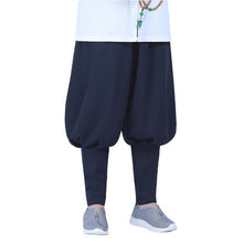 Load image into Gallery viewer, Navy blue shaolin monk pants with puttees
