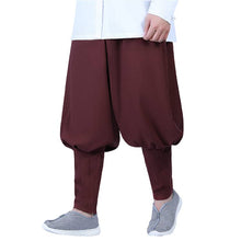 Load image into Gallery viewer, Wine red shaolin monk pants with puttees
