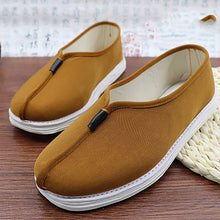 Load image into Gallery viewer, Yellow Shaolin Monk Shoes with Cotton Vamp and Rubber Sole
