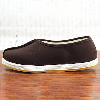 Coffee Shaolin Monk Shoes with Cotton Vamp and Rubber Sole