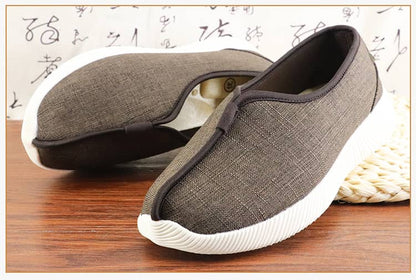 Coffee Shaolin monk shoes with modern soft soles