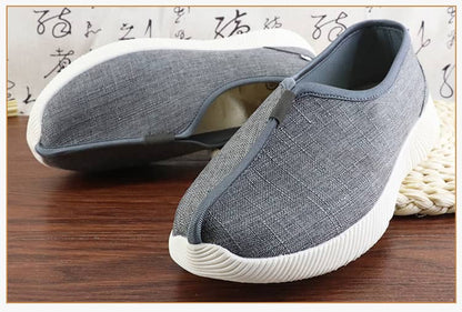 Grey Shaolin monk shoes with modern soft soles