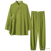 Load image into Gallery viewer, moss green tai chi uniform suit for men and women
