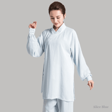 Load image into Gallery viewer, Alice blue tai chi uniform with strapped cuffs for men and women
