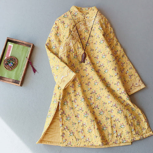 Yellow traditional padded qipao dress
