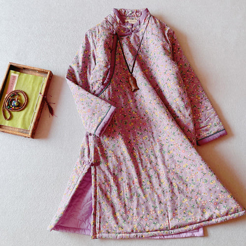 Purple traditional padded qipao dress