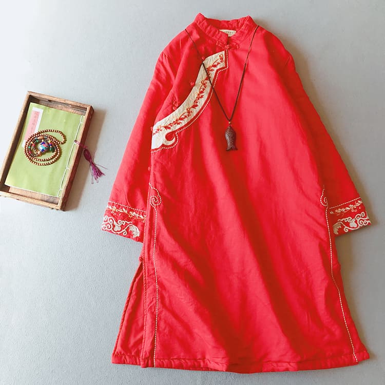 Red traditional padded qipao dress