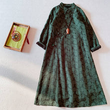 Load image into Gallery viewer, Dark green velvet padded qipao/cheongsam dress
