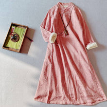 Load image into Gallery viewer, Pink velvet padded qipao/cheongsam dress
