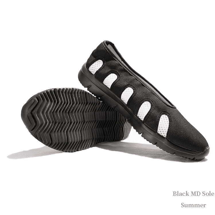 wudang taoist shoes with black md soles wearing in summer