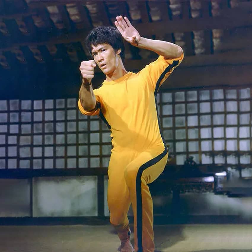 Bruce Lee wearing the Yellow Jumpsuit Costume in Game of Death (the Movie)