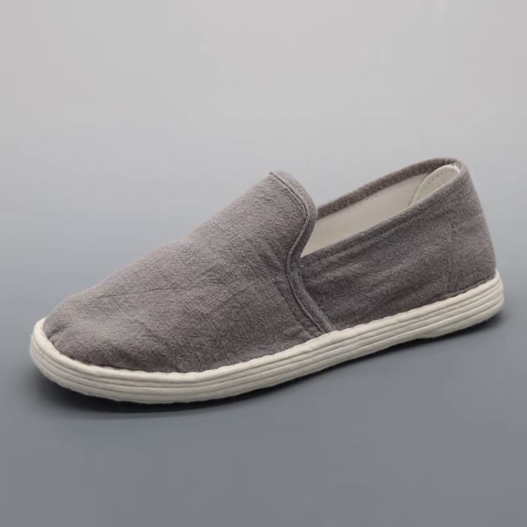 Grey Handmade Solid Chinese Cloth Shoes