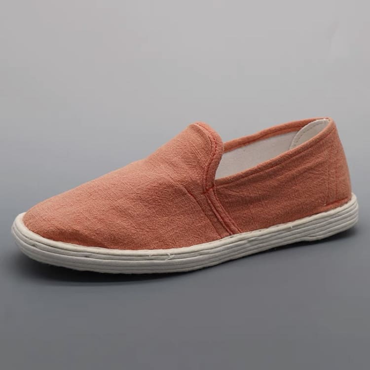 Orange Handmade Solid Chinese Cloth Shoes