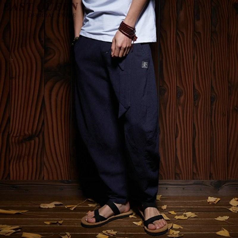 front of blue bruce lee style pants