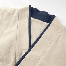 Load image into Gallery viewer, collar of a beige Hanfu jacket with short sleeves and folded cuffs
