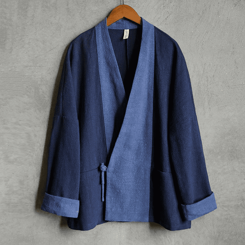 navy blue modern male hanfu jacket