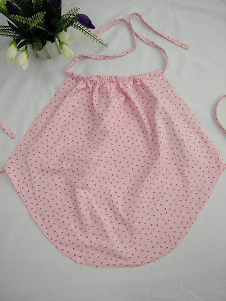 Pink Ancient Chinese Underwear with Cherry Patterns and Drawstring Neckline