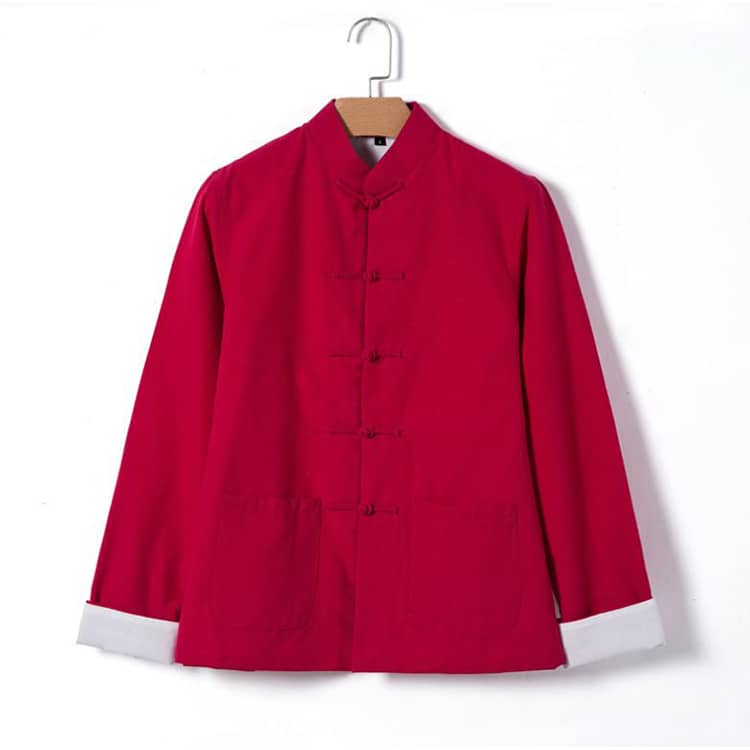 Wine Red Lined Tang Jacket