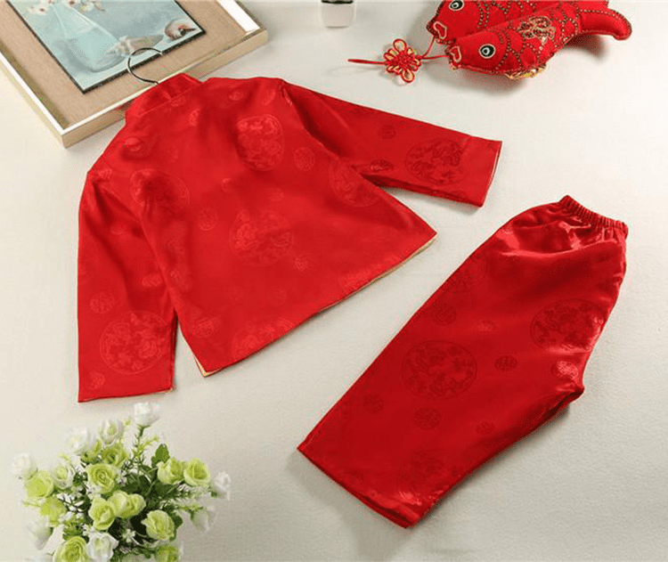 back of the red tang suit for kid in Chinese new year